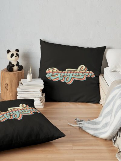 Braydon Name - Cool 70S Retro Font Surf Style Design Throw Pillow Official Braydon Price Merch