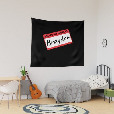 Braydon Price Merch Hello My Name Is Braydon Nametag Tapestry Official Braydon Price Merch