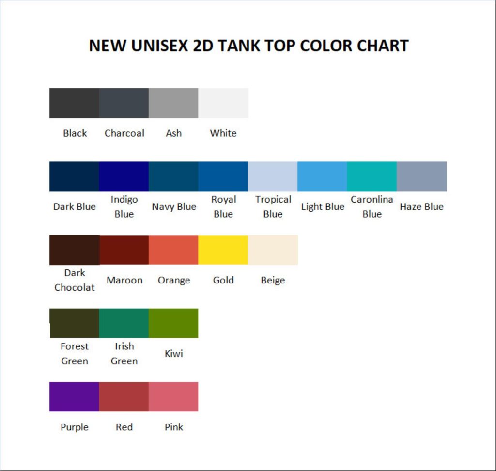 tank top color chart - Braydon Price Store